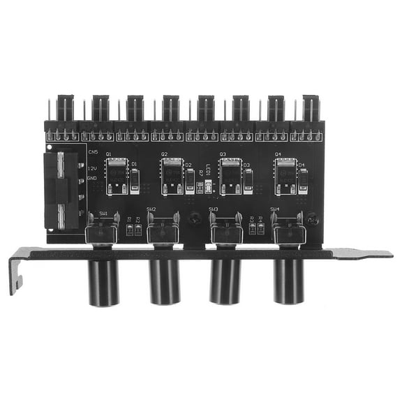 GOOHOCHY Pc Fan Controller Hub Black For Computer Cooling 1Set 4.8X2.6X0.8In