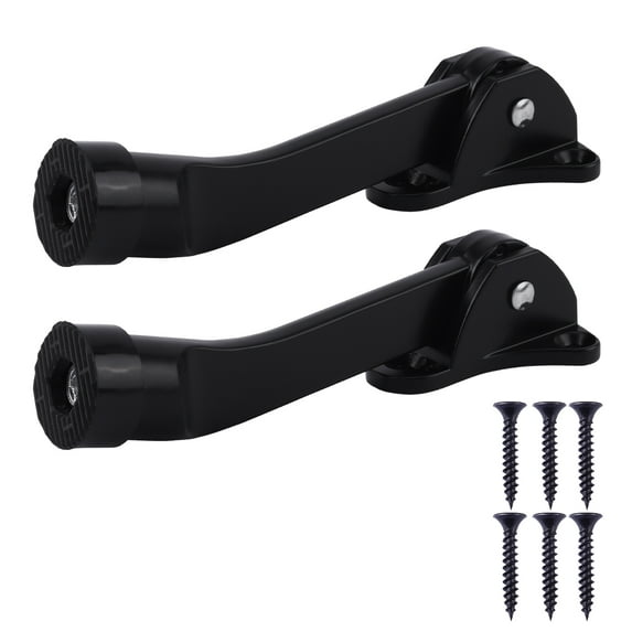 GOOHOCHY Black Horseshoe Door Stop with Rubber for Wall Mount Zinc Alloy CatchDoor Holder 2 Pcs