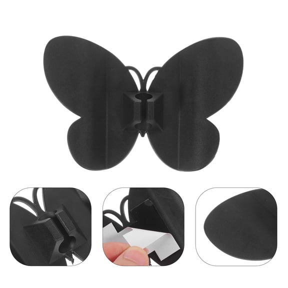 GOOHOCHY Black Kitchen Wire Organizer with Rubber Brackets for Home Use Cord Holders 2pcs