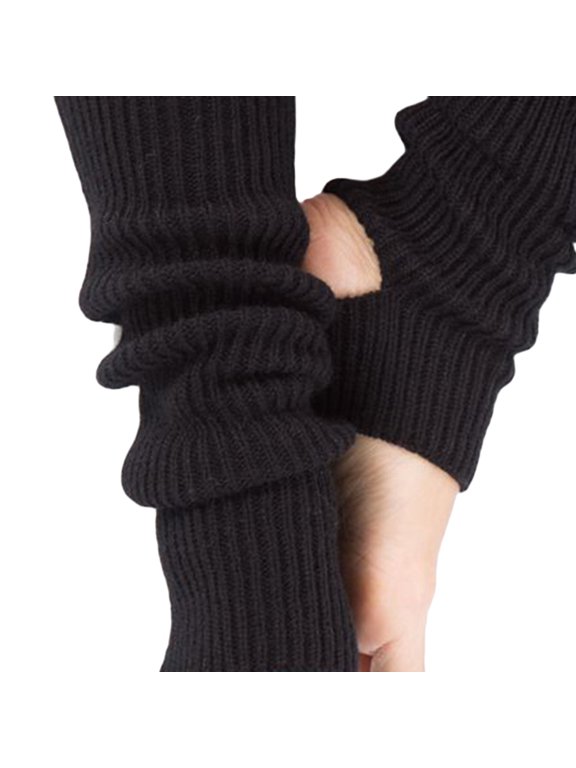 Black Leg Cuff Socks Acrylic Stretchy Knit for Dance Yoga and Everyday Layering