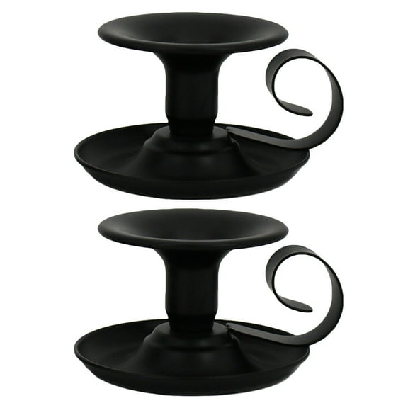 FUTUREORYY 2Pcs Simple Iron Candle Holders Black Retro Style Metal Candle Stands for Home Decor