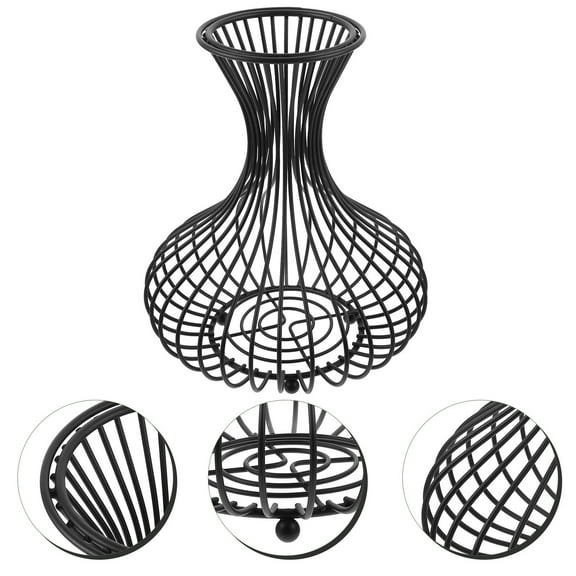 GOOHOCHY Black Metal Wine Cork Storage Basket Simple Hollow Design for Home Office Bar Decor 7.87x3.94x5.91 Inches