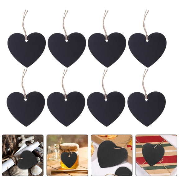 GOOHOCHY Black Wooden Craft Hanging Ornaments with Prepunched Hole and Rope for DIY Use 40 Pieces