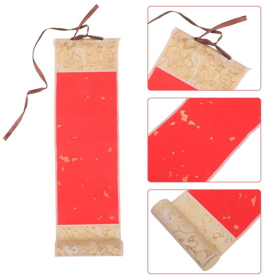 FUEENIRVA Lightweight Blank Scroll with Red Xuan Paper for Calligraphy and Home Office Decor