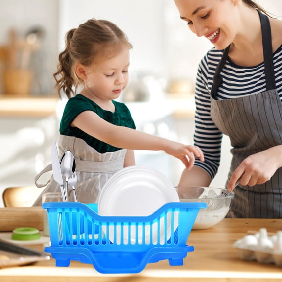 GOOHOCHY ABS Kitchen Dish Drainer with Large Capacity, Efficient Drainage, and Countertop Storage Rack for Organized Kitchen
