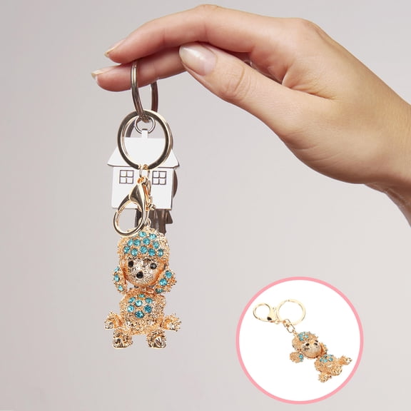 GOOHOCHY Mini Cartoon Keychain Blue Rhinestone for Bag 1Pack 3.73X1.77X0.39in