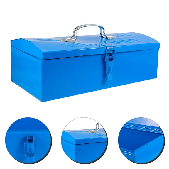 GOOHOCHY Blue Iron Tool Box for Car Storage Use Portable and Durable with Exquisite Workmanship 7.5 inches