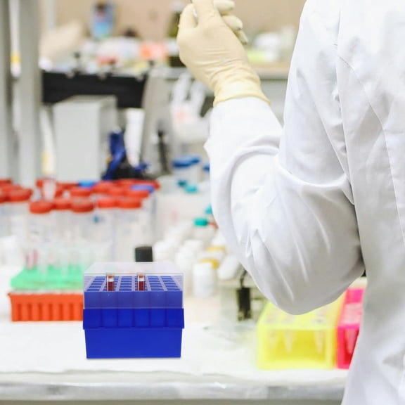 GOOHOCHY Blue Plastic Cryogenic Storage Box for Laboratory Use 36 Slots Reusable Test Tube Rack