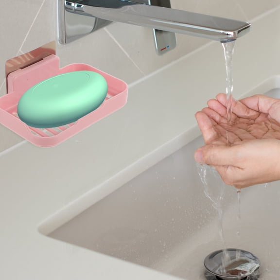 GOOHOCHY Blue Punch Free Soap Shelf Wall Hanging Bathroom Organizer with Ventilated Mesh Design for Storage Use 8pcs Set