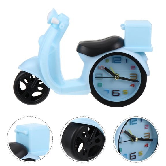 Mobutofu Blue Retro Motorbike Pattern Alarm Clock for Desk Creative Design