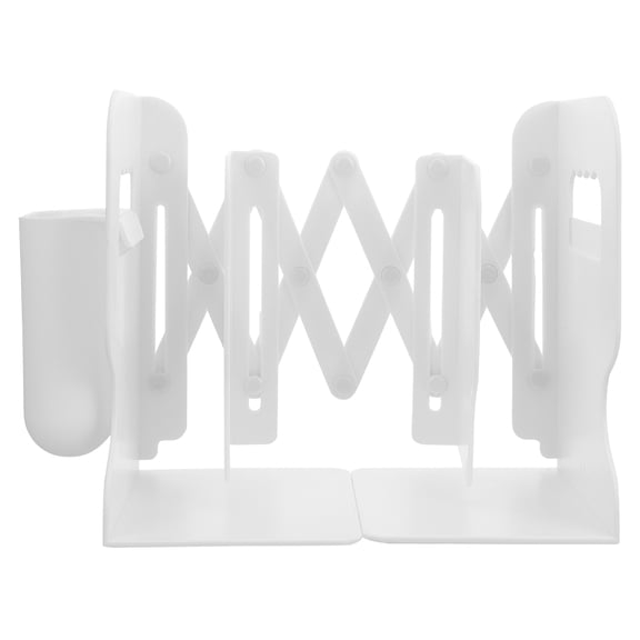 GOOHOCHY White Bookends Book Stand Organizer for Bookshelves, Office & Home Use, Metal Rack 45x18x13.5CM