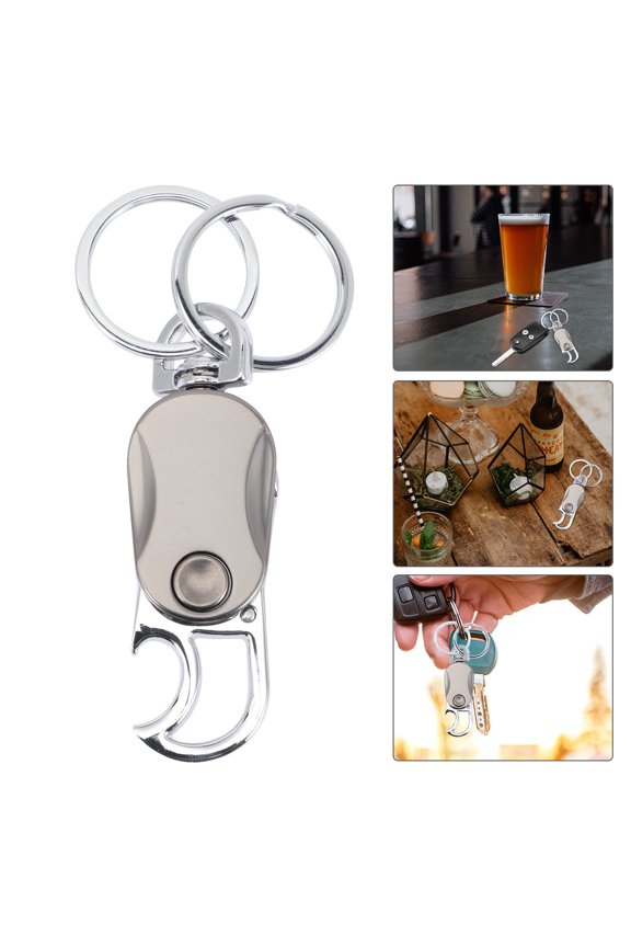 Bottle Opener Keychain Made of Metal for Decoration Silver Color Fits on Keychain Wallet Purse Bag