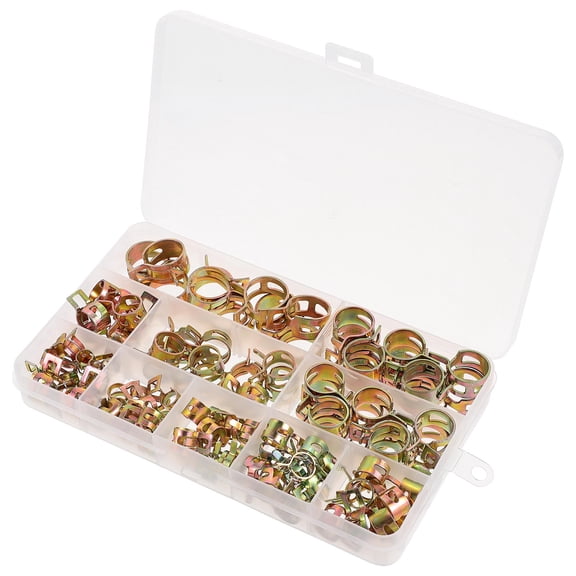 GETAJGHSD 100Pcs Golden Clamp Tube Clip Set Durable Hose Clips for Secure Pipe and Air Tube Fastening