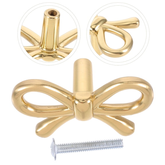 GOOHOCHY Brass Bow Drawer Pulls Bowknot Cabinet Wardrobe Door Handle Shoe Cabinet Handle Easy To Install For Dresser Bedside Furniture Hardware