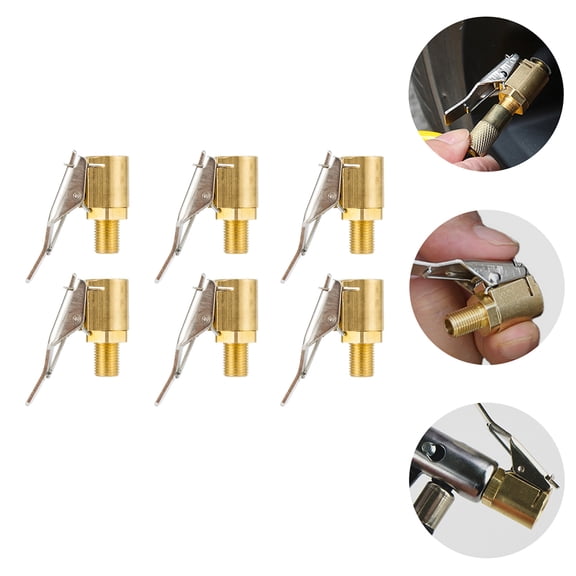 GOOHOCHY Brass Tire Air Chuck for Car Use Golden Durable Design 6pcs Inflatable Chuck
