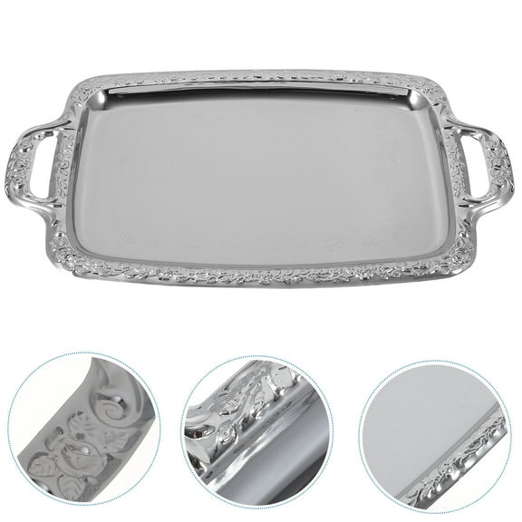 GOOHOCHY  Bread Tray Trays Table Decorations for Living Room Slim Silver