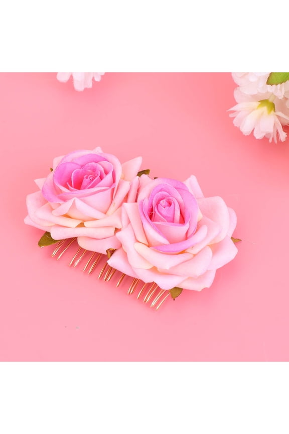 Bridal Rose Hair Accessories Pink Fabric Wedding 1Pcs 4.7x2.4x1.2in