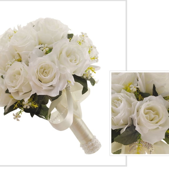 GOOHOCHY Bride Holding Flowers Bridal Bouquet White Composite Materials 31x22cm 1Pcs