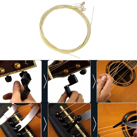 GOOHOCHY Bright Tone Long Lasting Beige Guitar Strings for Acoustic Guitar Practice with Stainless Steel Wire 0.012 inches