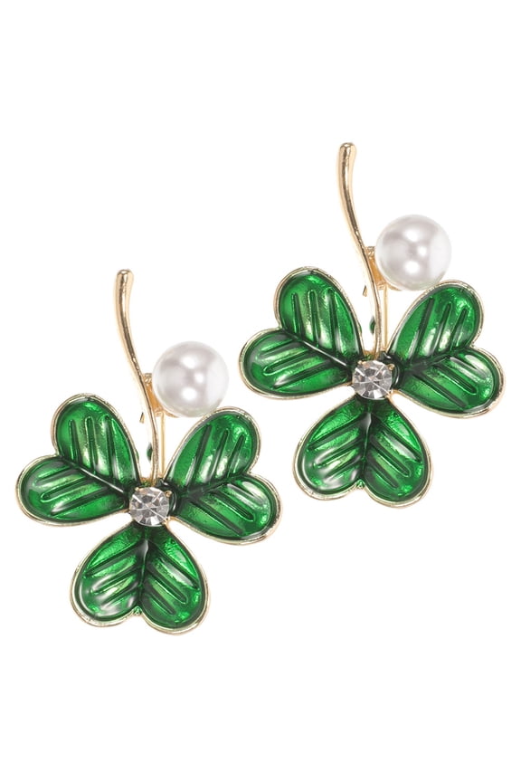 2Pcs St Patricks Metal Brooches Unique Clover Pins for Festival Clothing Decor