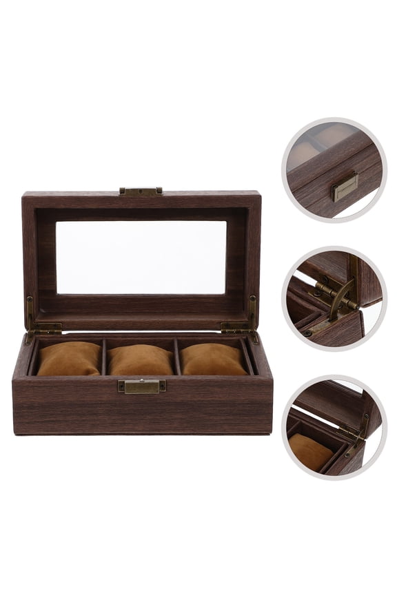 GOOHOCHY Brown Glass Watch Display Case for Jewelry Storage and Decorative Use