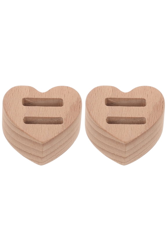 Brown Heart Shaped Wooden Ring Holder for Home Engagement Ring Display Stand Small and Practical