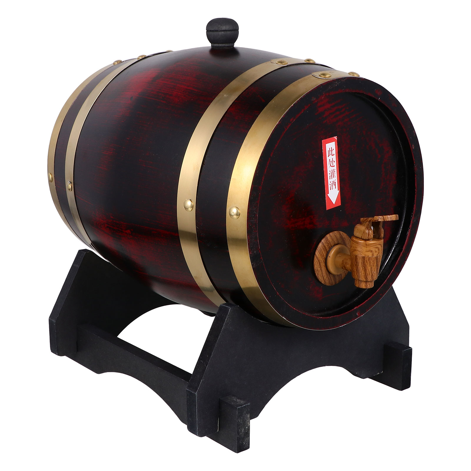 GOOHOCHY Brown Resin Wine Barrel with Faucet for Beverage Storage and Home Decoration 5 Liters