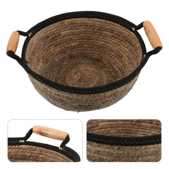 GETAJGHSD Round Storage Basket Desktop Storage Basket Brown Straw 1Pcs for Bathroom Items