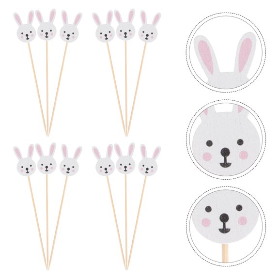 FUEENIRVA White Synthetic Cocktail Picks for Appetizers, Party Snacks, 100 Pieces and Stylish