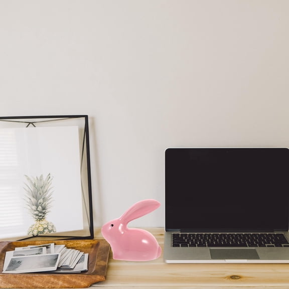 GOOHOCHY Bunny Ornament Baby Zodiac Rabbit Figurine Small Ornaments Pink