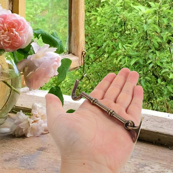 GOOHOCHY Cabin Hook and Eye Latch Solid Brass Door Hook for Sliding Door Heavy Duty Door Latch Lock Metal Locking Latch Device Window Door Locking Latch Room Door Hook Locking Part