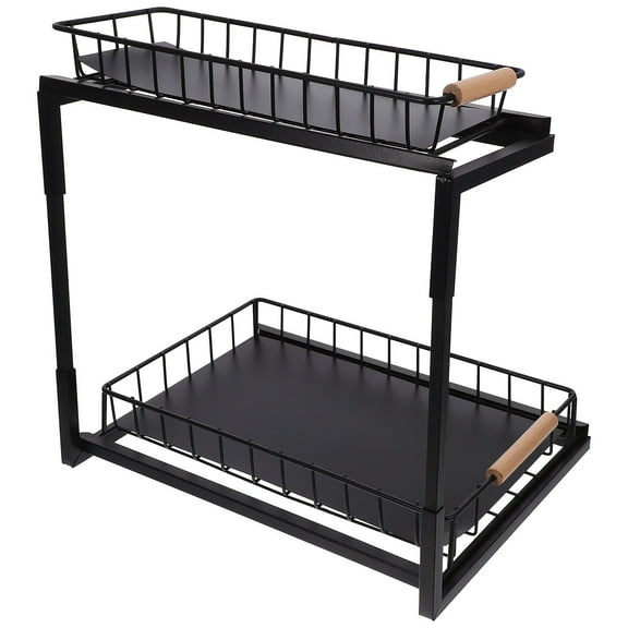 GOOHOCHY Slide Out Sink Shelf Black 1Pack 14.96X14.37X11.02in