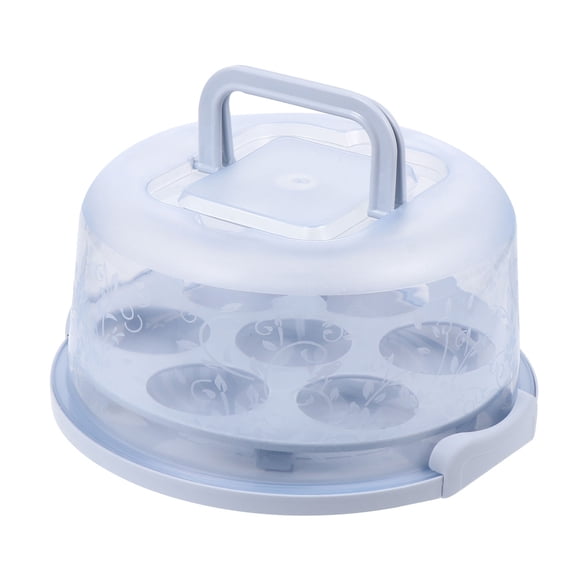 GOOHOCHY Cake Carrier Hand-held Plastic Cake Box Cake Packing Box 25.5x22cm Blue