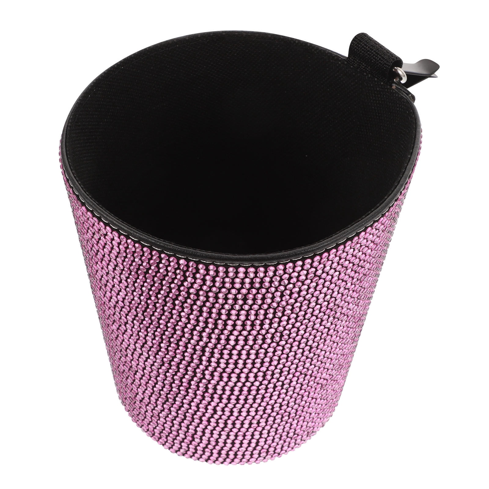 Bling Car Trash Can With Lid - Rhinestone Cup Holder Garbage Bin, Leakproof, For Car Office Home