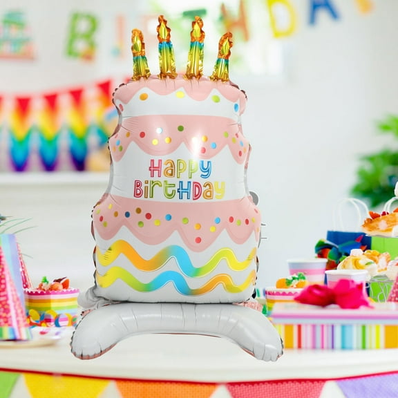 GOOHOCHY Cartoon Cake Shape Balloon Lovely Cake Shaped Balloon Inflatable Balloon Large Aluminum Foil Cake Balloon Birthday
