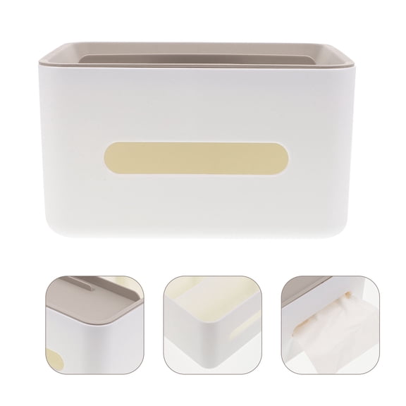 GOOHOCHY Casual Plastic Tissue Boxes Desktop Napkin Box Organize Holder Rack Ornament for Home Office (White)