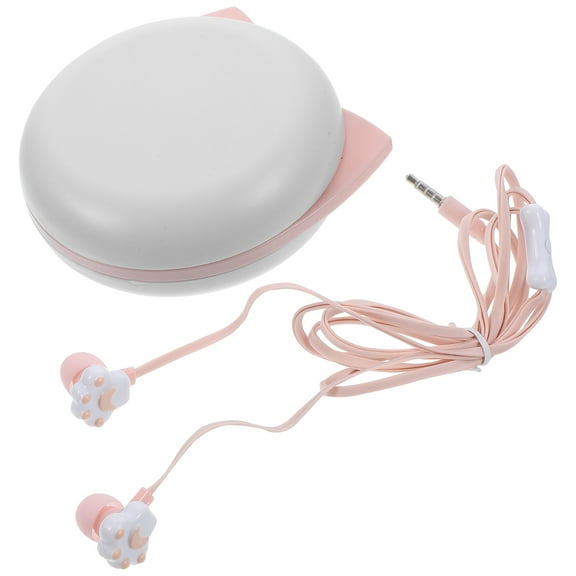 GOOHOCHY Cat Hello Earphones with Storage Box Cartoon Student Travel