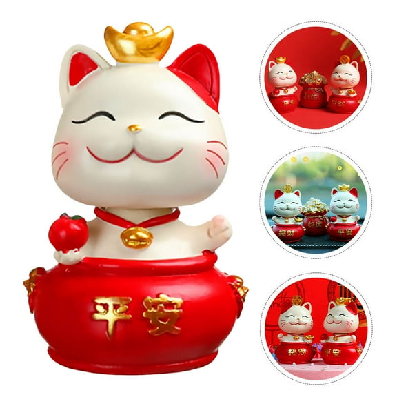 GOOHOCHY Cat Miniature Figurines Shape Decor Good Luck Statue