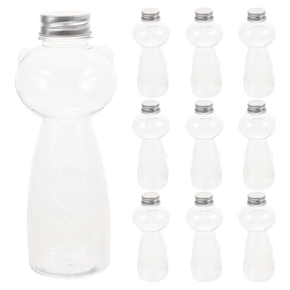 GOOHOCHY -Shaped Plastic Bottles with Caps for Beverage Storage, Portable and Practical Containers, Set of
