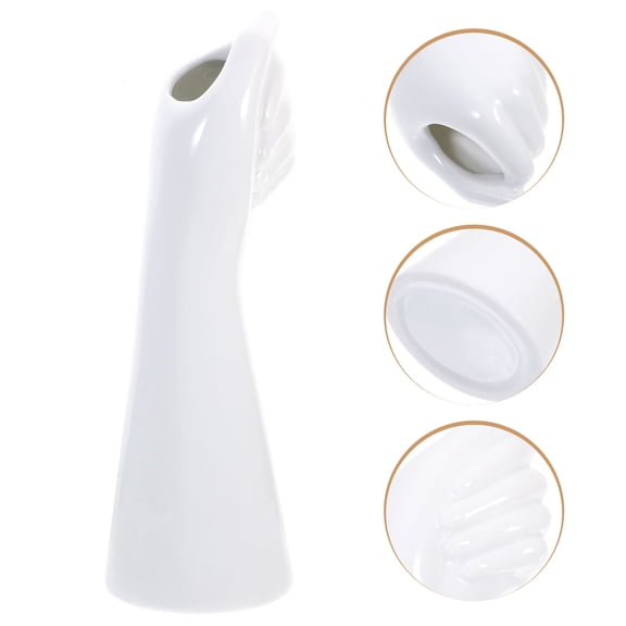 GOOHOCHY Ceramic Hand Vase for Decor Silver Color Perfect for Desktop Bookshelf Coffee Table 6.5 inches