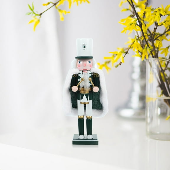 GOOHOCHY Christmas Gift Wooden Nutcracker Desktop Xmas Drum Soldier Puppet with Cloak Ornament