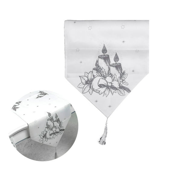 Mobutofu Christmas Table Runner Grey Fabric for Holiday Party Table Decoration