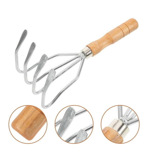 ADDHAT 1Pack Metal Claw Handheld Clamming Rake for Gardeners and Outdoor Use Silver