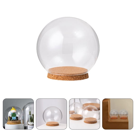 GOOHOCHY Set of 3 Clear Glass Display Domes with Bases, 3.94 Inch Transparent Craft Containers for Party Decorations and Favors