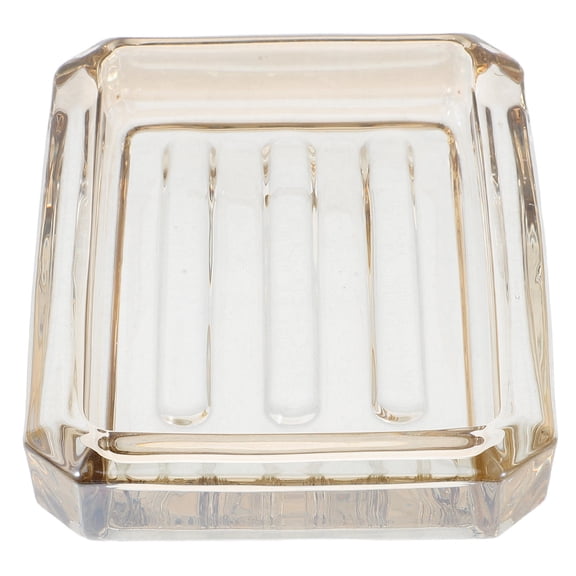 GOOHOCHY Transparent Glass Soap Dish - Modern Rectangle Soap Holder Tray for Bathroom & Kitchen Sink, Decorative Bar Soap Case