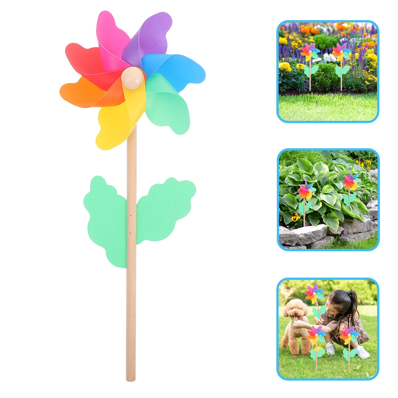 Multicolor Windmill GOOHOCHY Colorful Garden Windmill for Decor Assorted Color ABS and Wood ...