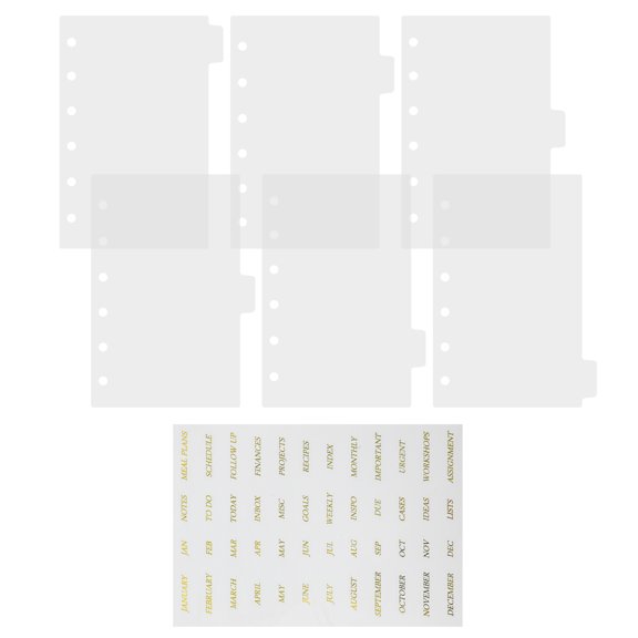 GOOHOCHY Transparent Colorful Binder Dividers with Time-Saving Tabs, Practical and Organizing Pads for Office and School