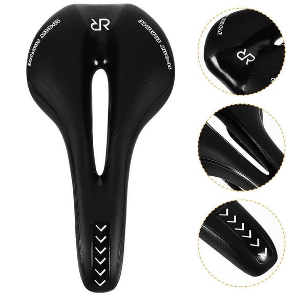 GOOHOCHY Comfortable Bike Saddle with Ergonomic Design for Reduced Friction and Enhanced Support Black PU Leather Iron