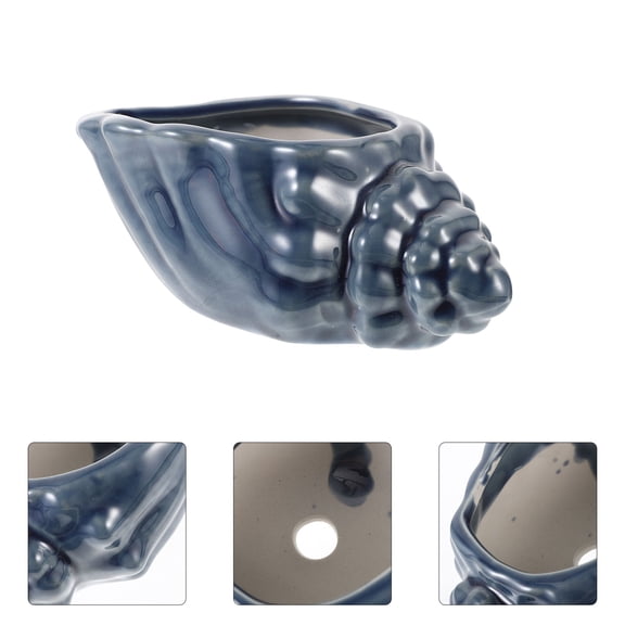 GOOHOCHY Conch Pot Coastal Decoration Shell Ornament Dining Room Table Office Blue