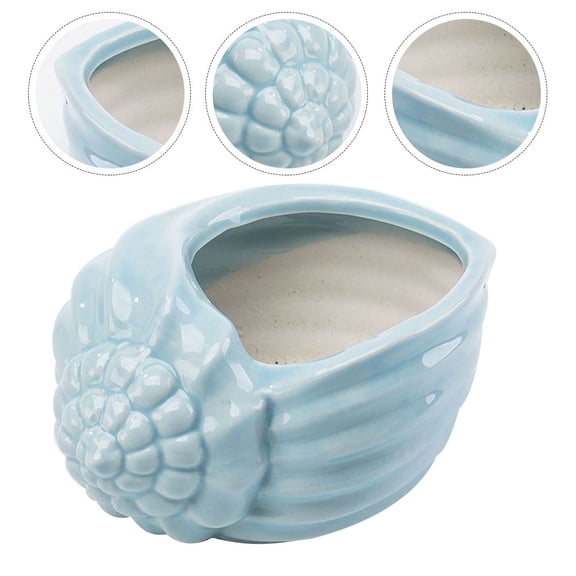 GOOHOCHY Conch Shaped Flowerpot Outdoors Plant Seashell Container Pots Blue